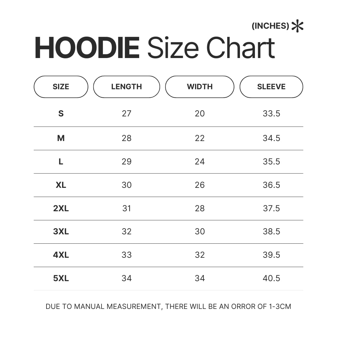 Hoodie Size Chart - Still Woozy Store