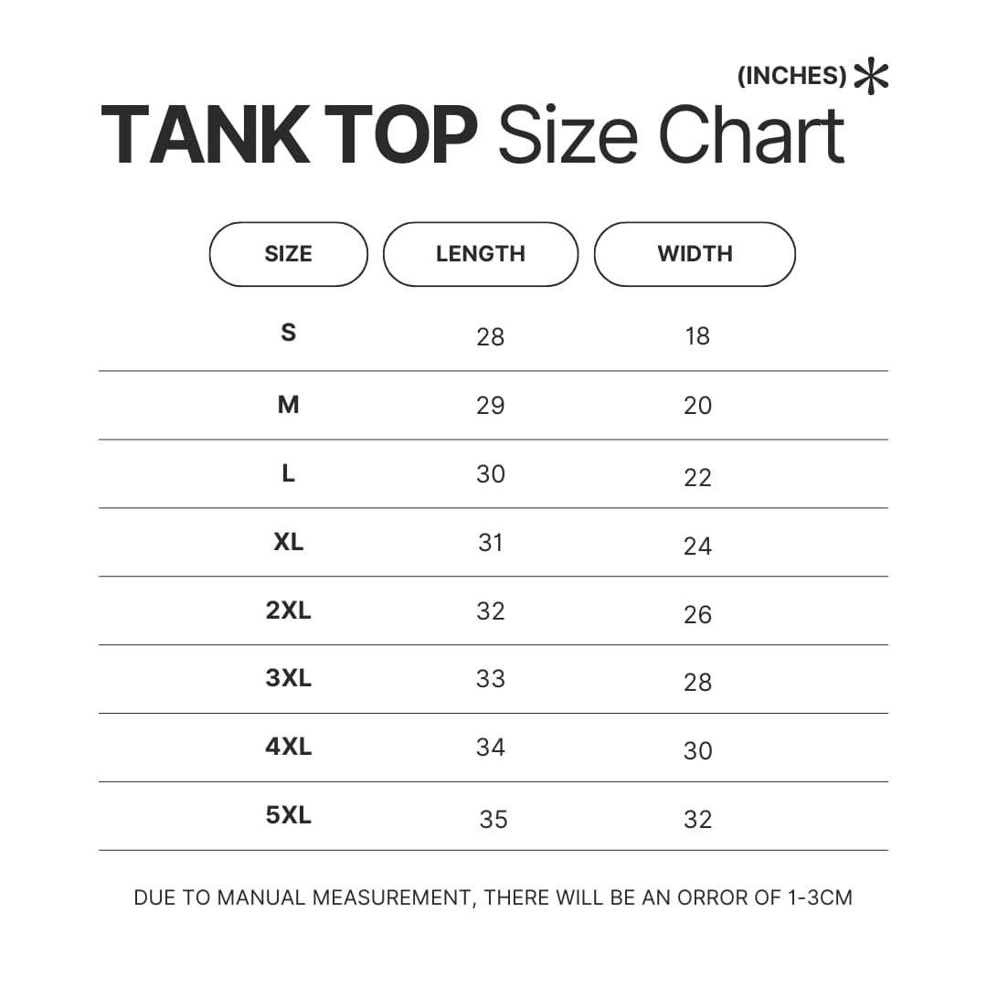 Tank Top Size Chart - Still Woozy Store