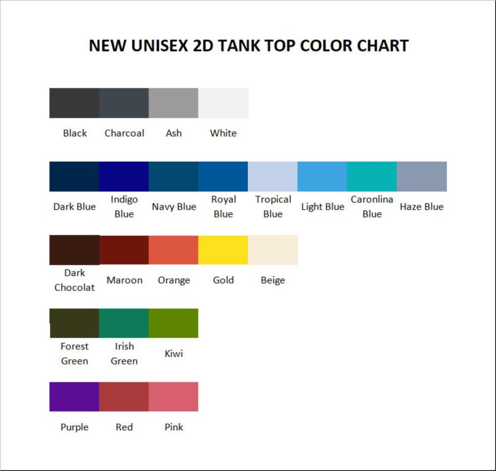 tank top color chart - Still Woozy Store